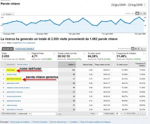 Esempio statistiche parole chiave