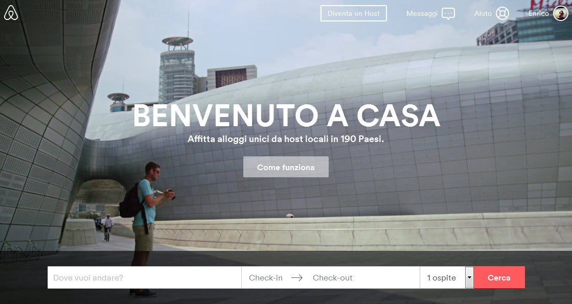 airbnb home page